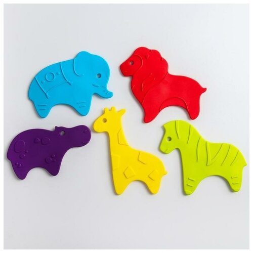 фото Roxy-kids антискользящие мини-коврики roxy-kids для ванны. серия safari. цвета в ассортименте. 5 шт.