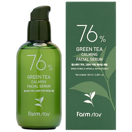 Сыворотка для лица FarmStay успокаивающая с экстрактом семян зеленого чая GREEN TEA CALMING FACIAL SERUM 76%, 100мл