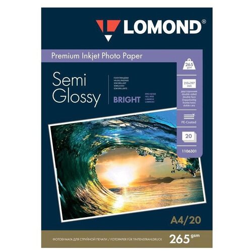 Фотобумага Lomond 1106301, полуглянцевая, А4, 260 г/м2, 20 листов бумага lomond a4 premium photo paper 1101305 170 г м² 20 л ярко белый