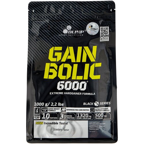 Гейнер Olimp Sport Nutrition Gain Bolic 6000, 1000 г, клубника гейнер olimp sport nutrition gain bolic 6000 6800 г шоколад