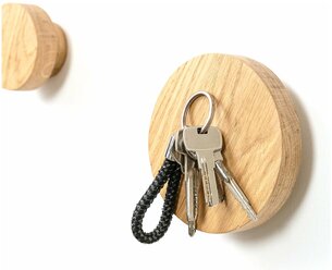 Крючок-ключница из дерева - 1 шт. Круглый, диаметр 12 см с магнитом. Ключница из дерева с магнитом.
