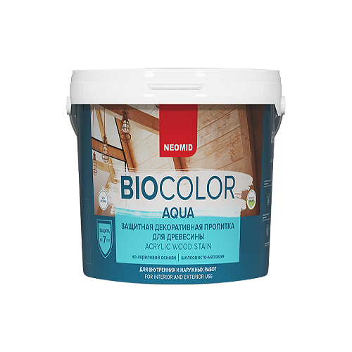 Пропитка для Древесины Neomid Biocolor Aqua 2.3л Орех без Запаха, Деревозащитная для Внутренних и Наружных Работ / Неомид Био Колор Аква.