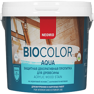 Пропитка для Древесины Neomid Biocolor Aqua 0.9л Белый без Запаха, Деревозащитная для Внутренних и Наружных Работ / Неомид Био Колор Аква.
