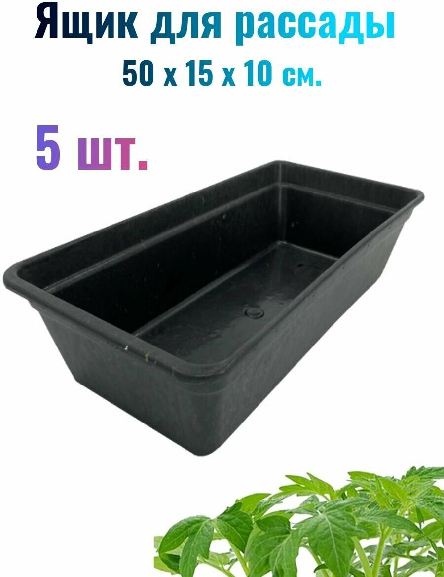 Ящики для рассады 50x15x10 см 5 л 2 шт цвет черный долговечный полипропилен легкие вместительные. Модели идеально подходят для транспортировки растений.