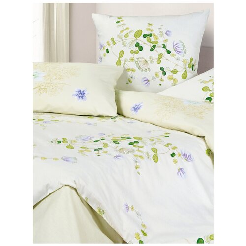 фото Постельное белье евростандарт ecotex цветочный ноктюрн, сатин, 50 х 70 и 70 х 70 см, белый