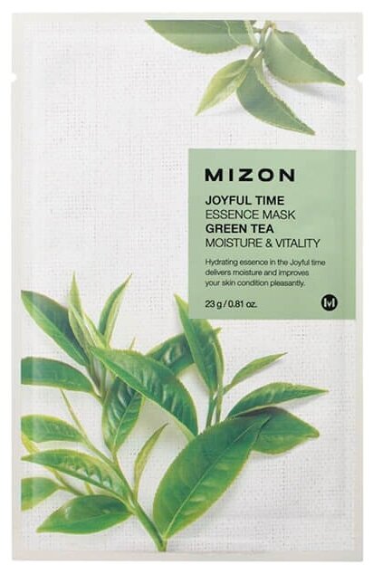 Mizon Joyful Time Essence Mask Green Tea тканевая маска с экстрактом зеленого чая, 23 мл