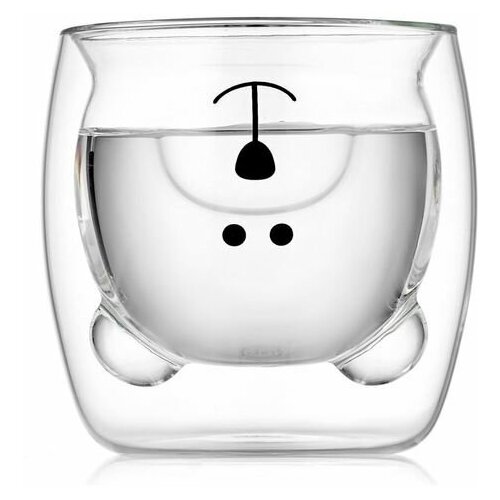 Прозрачный стакан с двойными стенками в форме мишки 