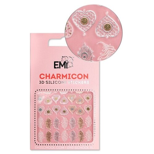 E.Mi, 3D-стикеры №107 Перья и сердца Charmicon 3D Silicone Stickers