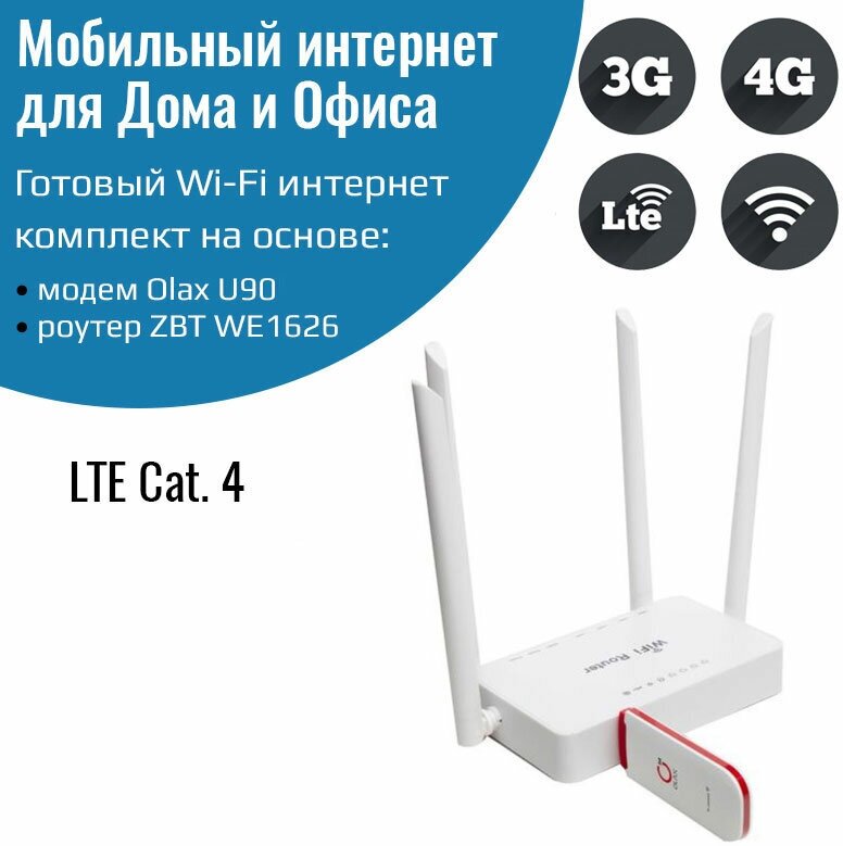 Комплект для интернета модем Olax U90 с роутером ZBT WE1626