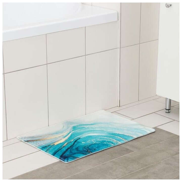 фото Коврик Доляна «Камень», 40×60 см, цвет бирюзовый