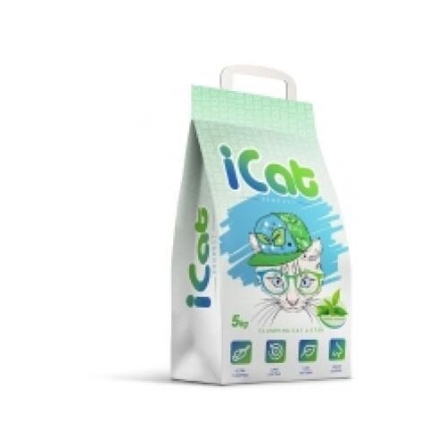 iCat комкующийся наполнитель для кошачьих туалетов, с ароматом зеленого сада 5 кг