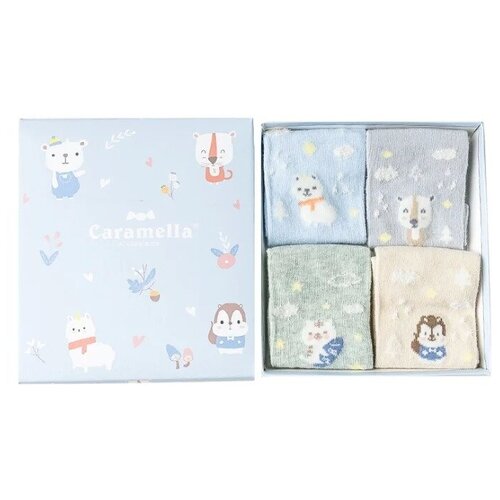 фото Носки caramella комплект 4 пары размер 18-20, голубой/зеленый/розовый