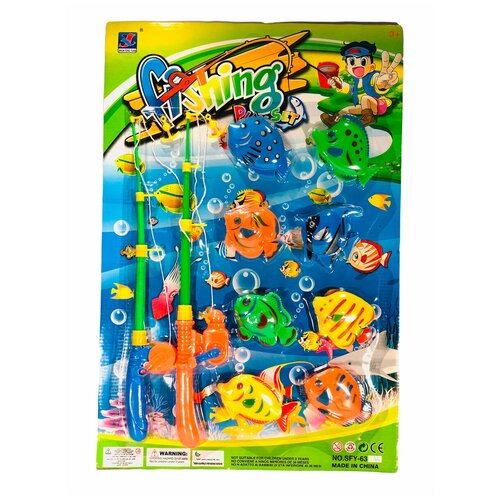 фото Игровой набор рыбалка магнитна наша игрушка 8 фигурок, 2 удочки
