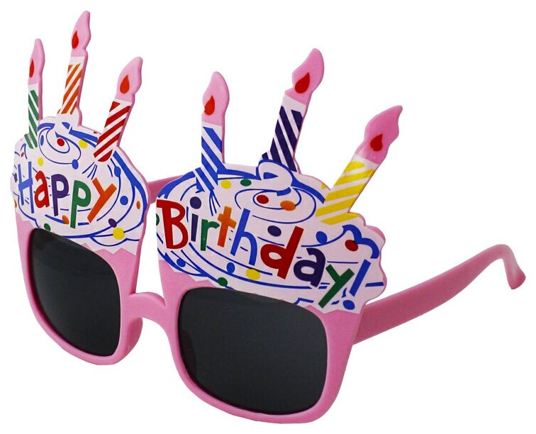 Карнавальные очки "С Днем рождения" Торт, украшение для праздника