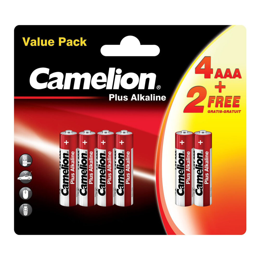 Батарейки алкалиновые (щелочные) CAMELION ALKALINE PLUS 14112 LR03 ААА 1.5В 1150 мАч упаковка 6шт