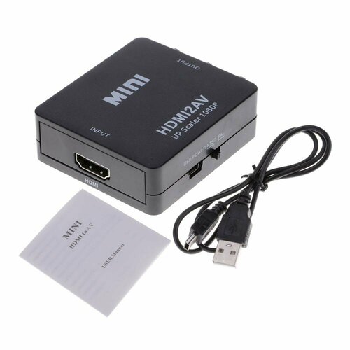 Конвертер переходник из HDMI в AV (HDMI2AV) / черный 1080p mini vga to av rca convertisseur box adapter avec 3 5mm vga2av cvbs audio conversor hdtv pc support ntsc pal