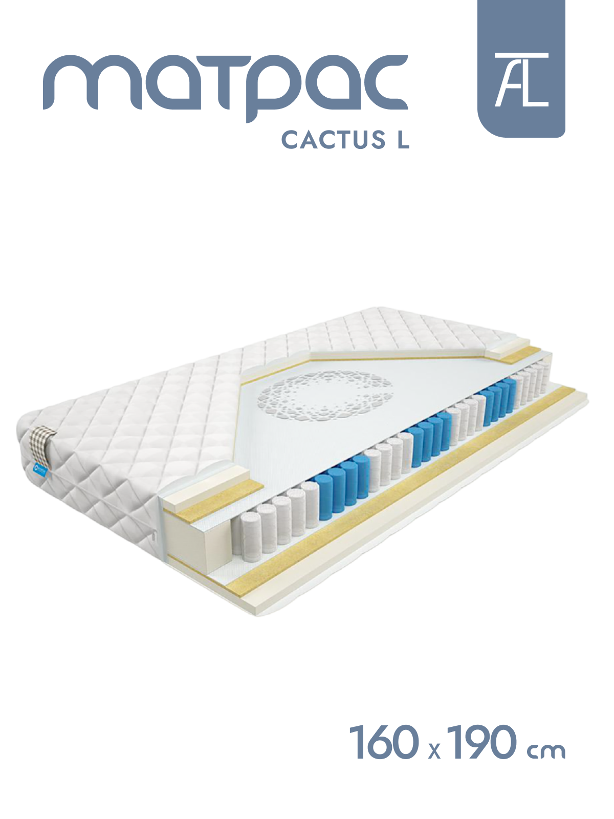 Матрас CACTUS L BioCrystal Mr.Mattress, 160x190 см