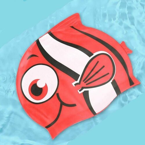 Шапочка для плавания YOUYOU Рыбка красная силиконовая детская для бассейна на обхват головы 48-54