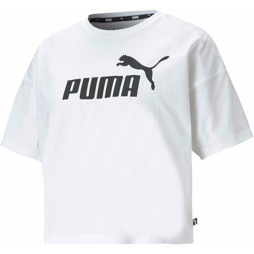 Футболка спортивная PUMA Ess Cropped Logo Tee, размер XXS, белый футболка puma силуэт свободный без чашки размер s черный