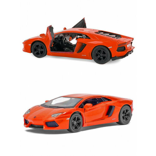 Металлическая машинка Kinsmart 1:38 «Lamborghini Aventador LP 700-4» инерционная, оранжевая KT5355D-3