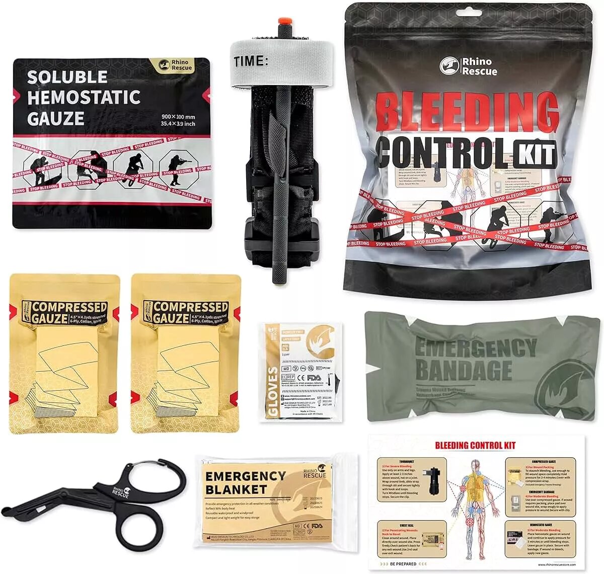 Rhino Rescue Набор для остановки кровотечений Bleeding Control Kit 9 вложений Тактический/медицинской помощи/боевой/аварийный набор/sos