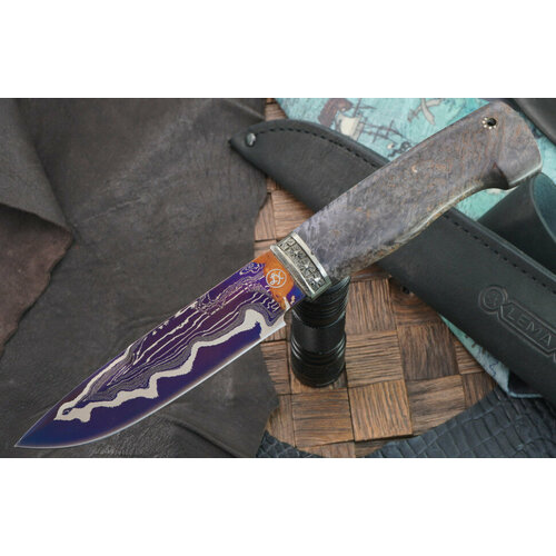 фото Нож lemax турист (вороненый ламинат, мельхиор, стабилизированная карельская береза)