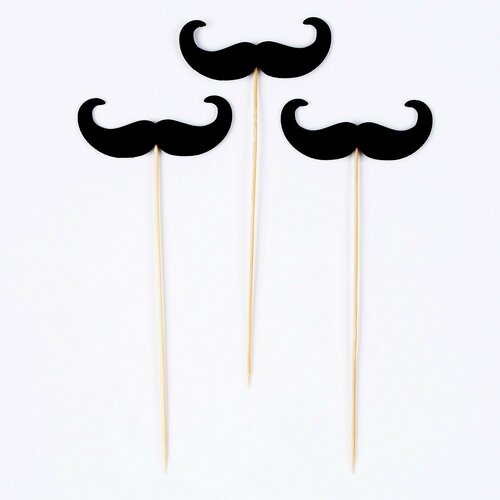 фото Усы "пуаро" для фотосесси, набор 3 шт. gold market