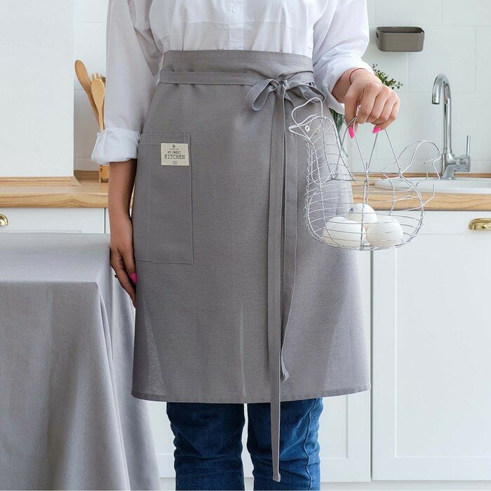 фото Фартук Этель ECO, цвет молочный, 60х64 +/-6 см, 70% хл, 30% лён, 190 г/м2