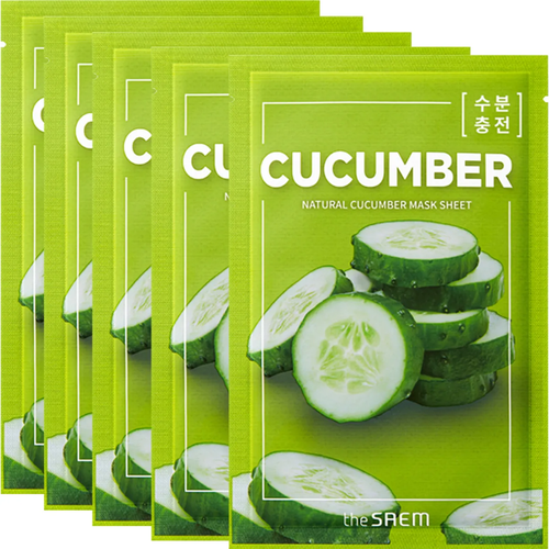 Маска для лица тканевая с экстрактом огурца The Saem Natural Cucumber Mask Sheet, 21 мл - 5 шт