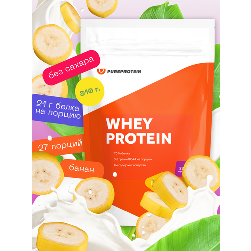 фото Протеин сывороточный для похудения и набора набора мышечной pureprotein 810г банан whey protein pure protein