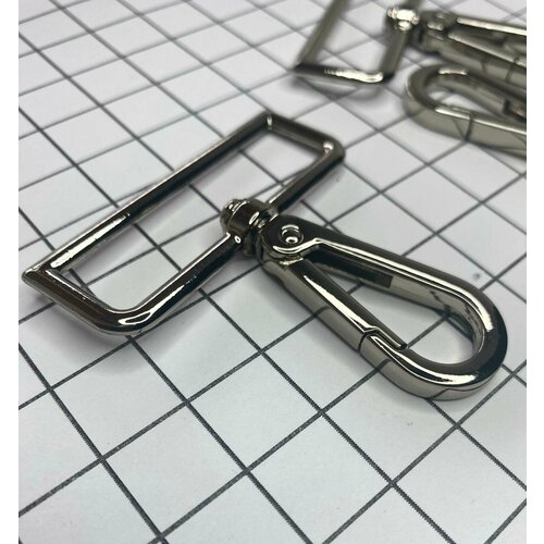 Карабин металлический 50 мм Никель, карабин для сумок и рюкзаков