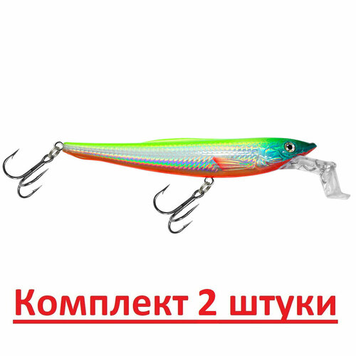 фото Воблер aqua crazy dog sr 100mm, цвет 104 (зеленая спинка), 2 штуки