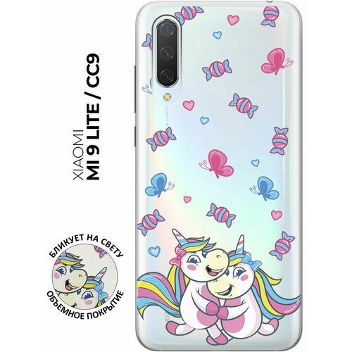 Силиконовый чехол с принтом Unicorns and Candies для Xiaomi Mi 9 Lite / CC9 / Сяоми Ми 9 Лайт / Ми СС9 силиконовый чехол на xiaomi mi 9 lite cc9 сяоми ми 9 лайт ми сс9 с 3d принтом making the world better прозрачный