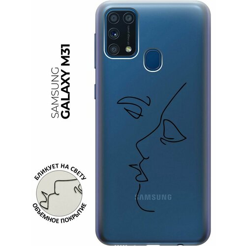 Силиконовый чехол с принтом Faces для Samsung Galaxy M31 / Самсунг М31 силиконовый чехол на samsung galaxy m31 самсунг м31 с 3d принтом kiss прозрачный