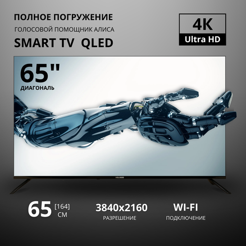Телевизор 65 HOLLEBERG HGTV-LED65UHDSQ100T2 SmartTV Яндекс ТВ QLED UltraHD Frameless 5999000₽