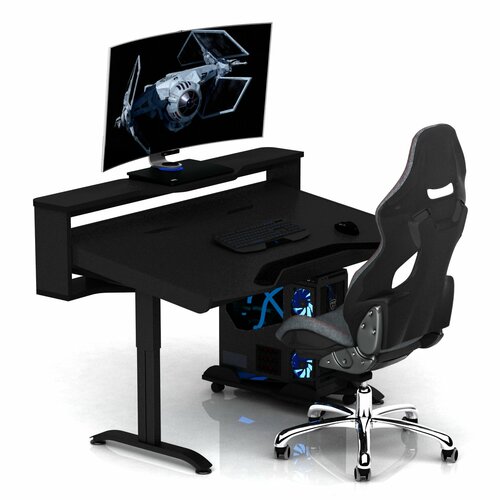 Регулируемый по высоте и углу наклона столешницы компьютерный геймерский стол DX PHANTOM ARENA Чёрный
