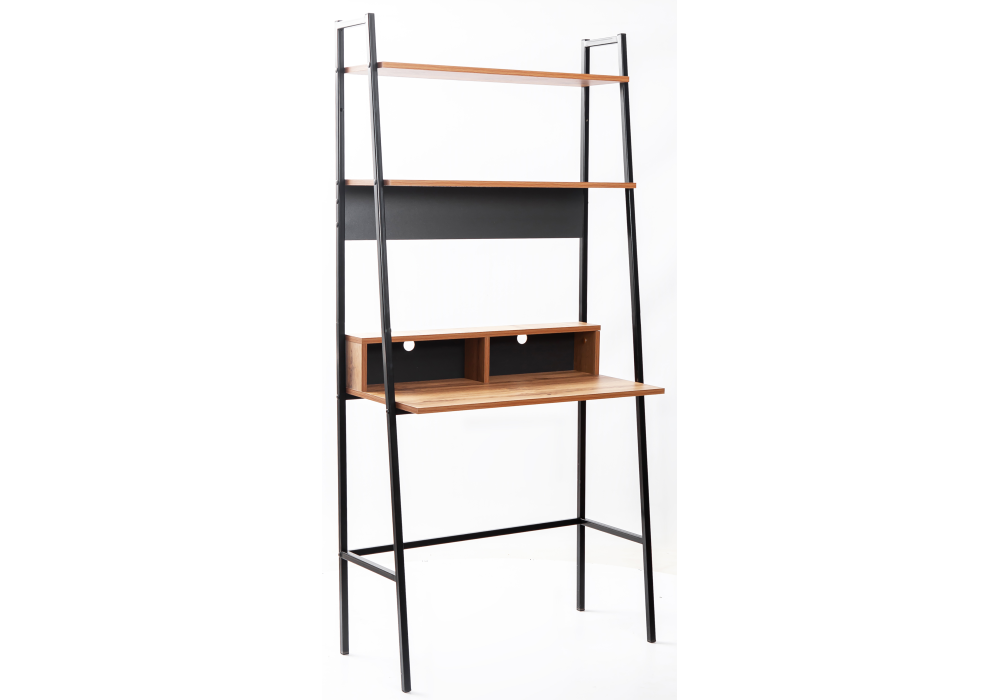 фото Компьютерный стол Woodville Минден с надстройкой 84х42,4х175 дуб вотан / антрацит черный