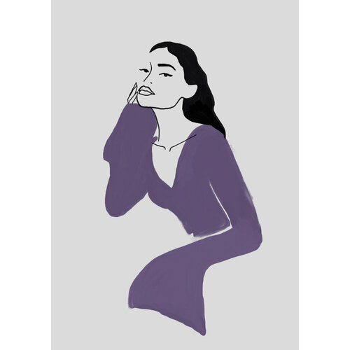 Постер интерьерный Девушка в фиолетовом А4 580₽