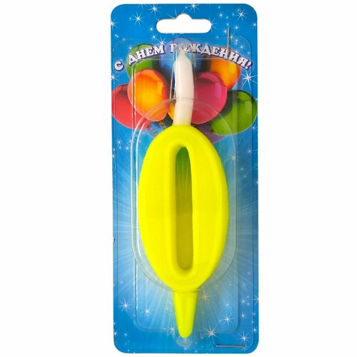 Свеча для торта цифра 0 12см неон 293₽