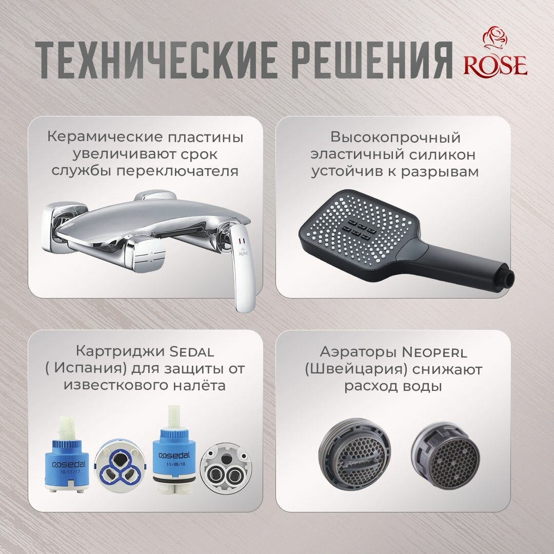 Смеситель для раковины ROSE R1601F латунь, цвет белый/ хром