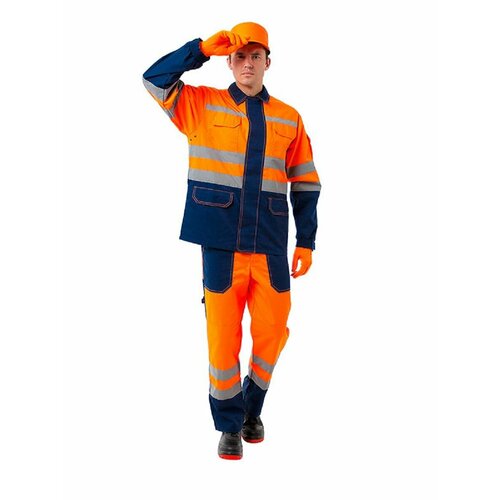 Костюм ампаро Маяк, мужской, сигнальный, куртка и полукомбинезон, цвет оранжевый/синий, размер 44-46, рост 182-188, Кос207