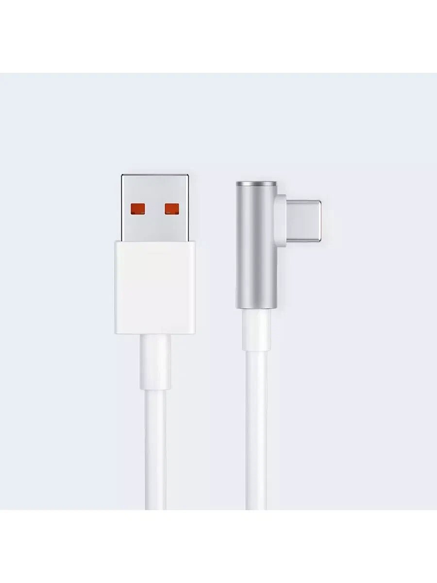 Кабель Xiaomi USB - Type-C 6A 1,5м L-штекер, белый — фото 1