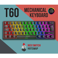 Игровая клавиатура механическая Wolf T60, RGB, Type-C, HOTSWAP, 60%, Русская раскладка, черный