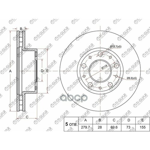 Диск Тормозной Tg-4249K2Rn1847v Tiguar Перед Peugeot Boxer Iii 06- Citroen Jumper Iii 06 Fiat Ducato 06- Ti-Guar арт TG42 6200₽