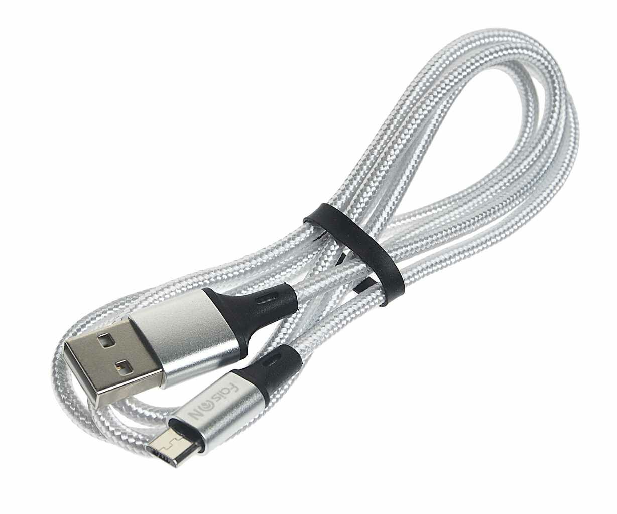 Кабель micro USB 1м, HX14 ALUM white, FAISON