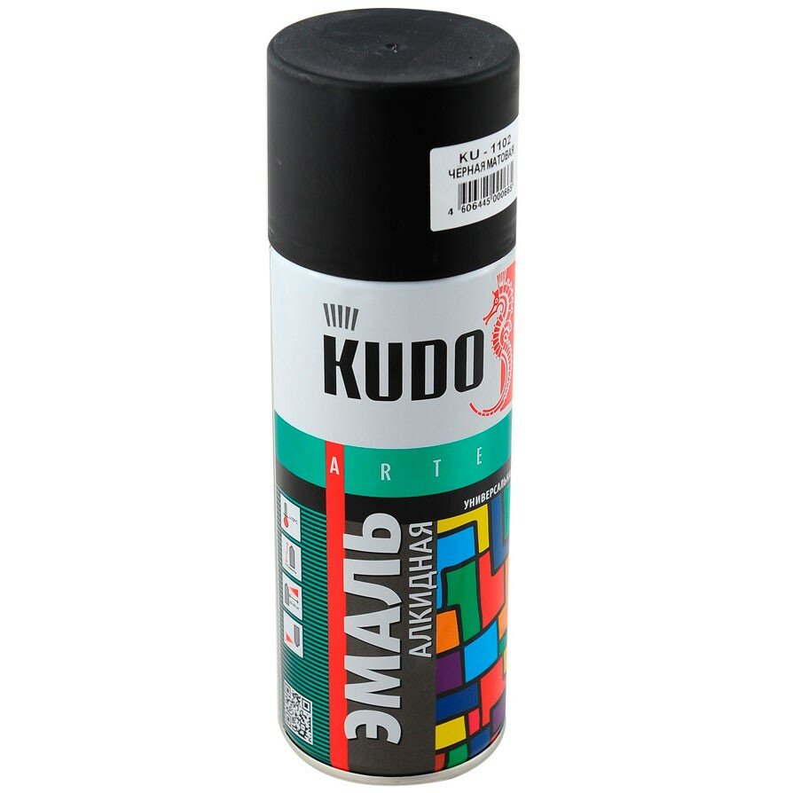Эмаль аэрозольная Kudo черная матовая алкидная 520мл RAL 9005М(1/12)