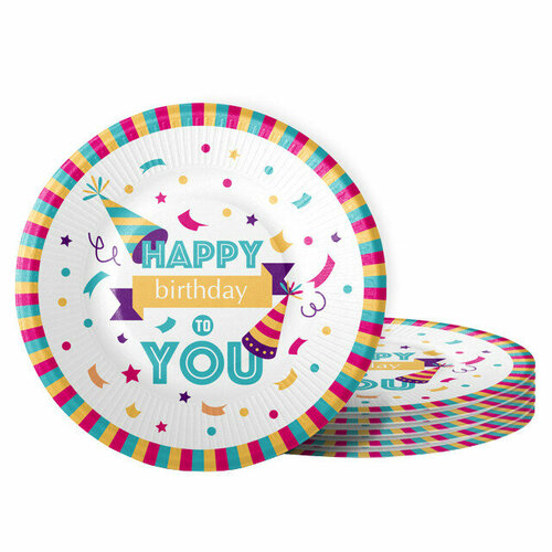 Набор тарелок fiolento friendly birthday веселая вечеринка 6шт 18см бумага 599₽