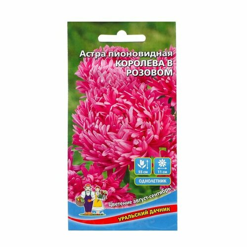 Семена Цветов Астра пионовидная Королева в розовом , 0 ,2 г ( 1 упаковка )