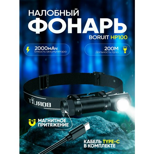 Светодиодный налобный фонарь BORUiT HP100