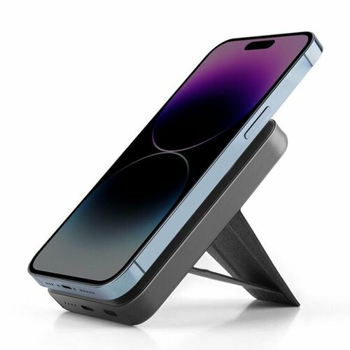 Внешний аккумулятор с подставкой EnergEA MagPac Grip 10K, 10000MAH MAGSAFE - (Gunmetal Black) черный